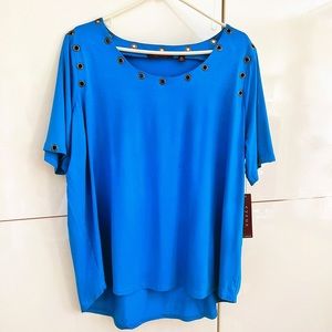 Cyrus Women Blue Scoop Neck Top Size 2XL